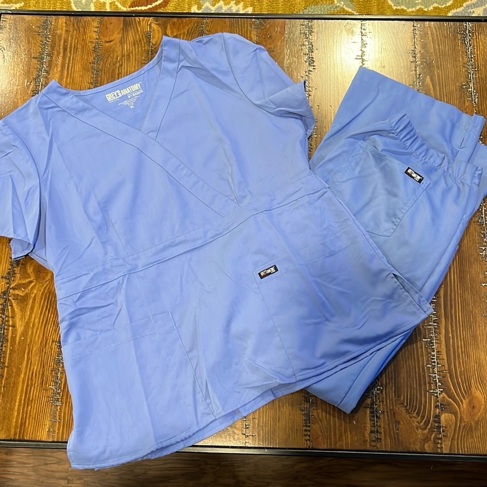 Grey’s Anatomy soft blue top and bottoms